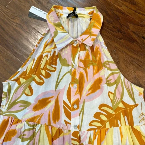 Nicole Miller Tropical Tiered Sleeveless Dress Size L - NEW - Picture 4 of 11